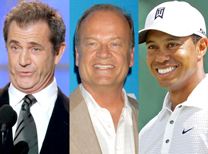 Mel Gibson, Kelsey Grammer, Tiger Woods Mel Gibson, Kelsey Grammer, Tiger Woods
